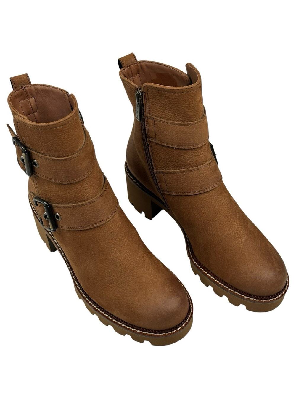 Paul Green Balboa Moto Boots Brown Nubuck Womens Size US 8.5 UK 6 New $559